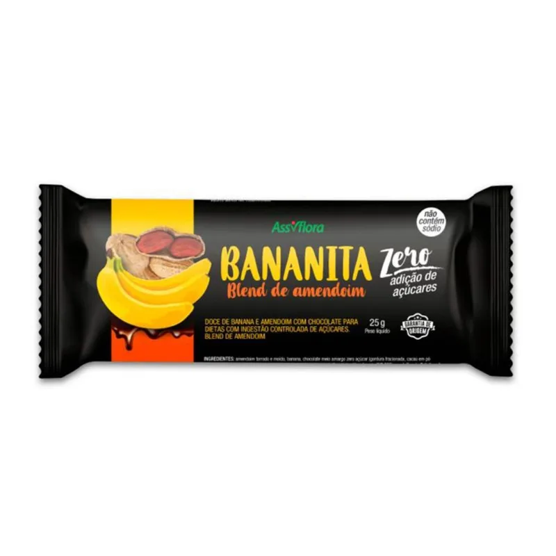 Barrinha Bananita Assiflora Blend de Amendoin Zero Açúcar 25g