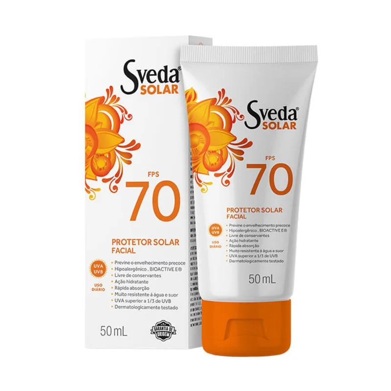 Protetor Solar Facial Sveda FPS70 50ml - Sveda - Beleza E Perfumaria