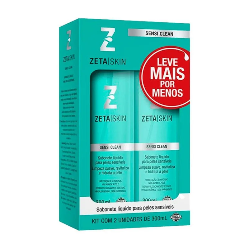 Kit Sabonete Líquido Facial Zeta Skin Sensi Clean 2 Unidades 300ml