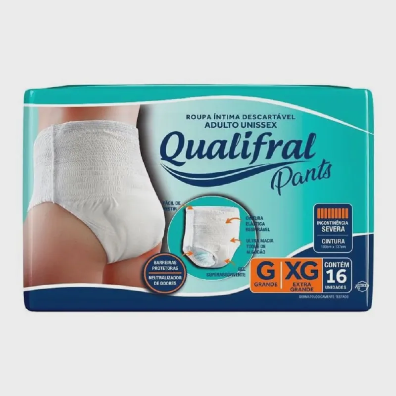 Fralda Geriátrica Qualifral Pants 16un g/xg