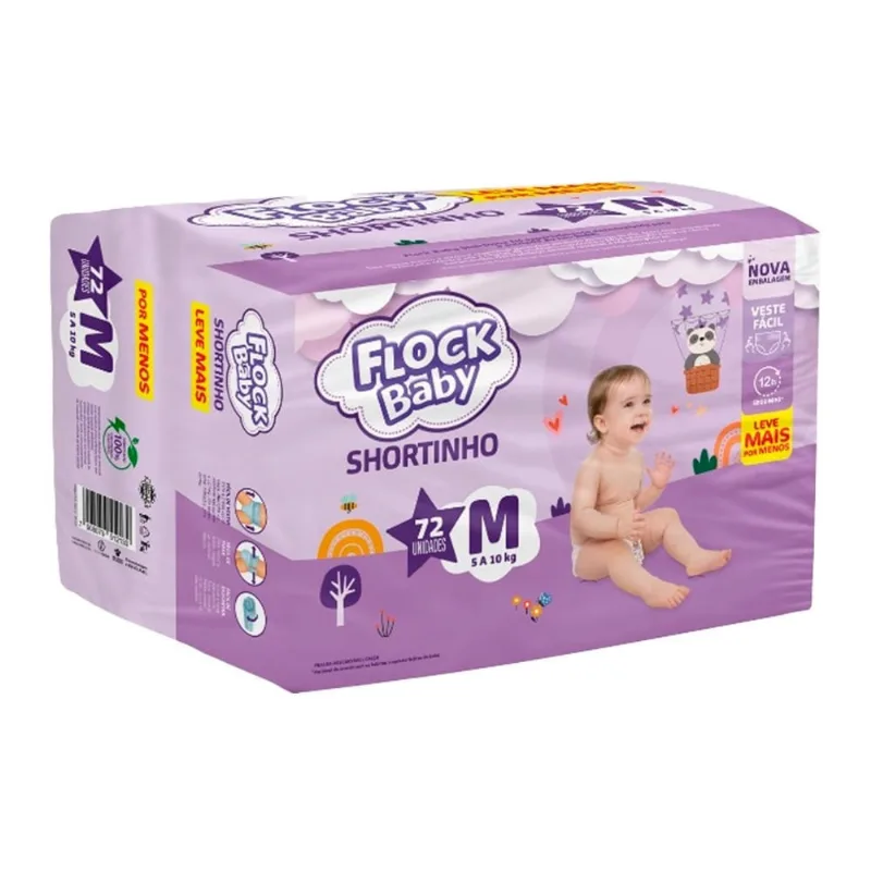Fralda Descartável Flock Baby Shortinho M 72 Unidades