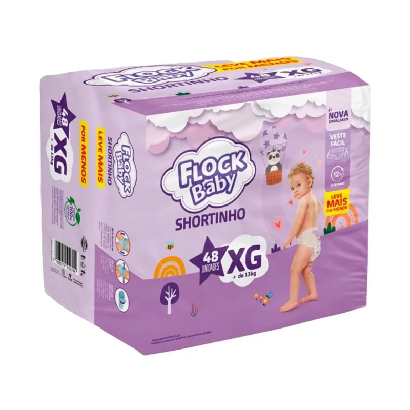 Fralda Descartável Flock Baby Shortinho XG 48 Unidades