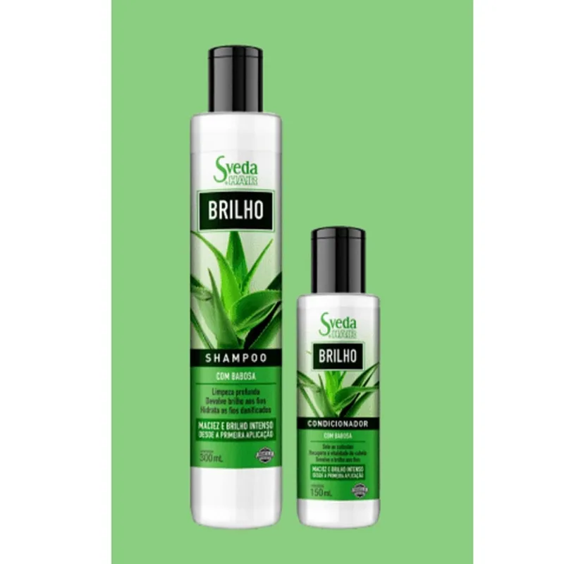 Kit Shampoo Sveda Brilho com Babosa 300ml + Condicionador 150ml