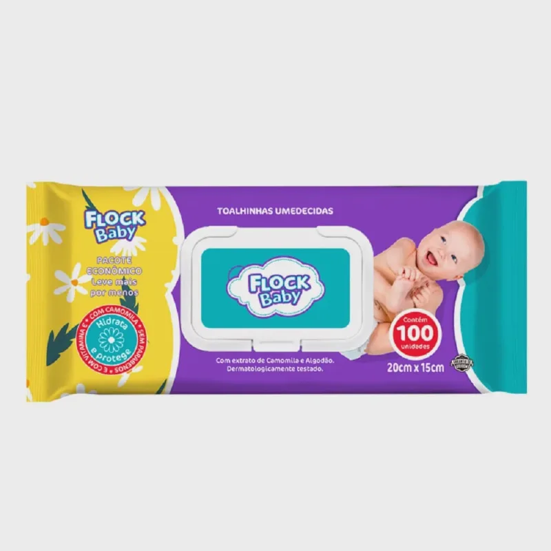 Toalha Umedecida Flock Baby 100 Unidades Camomila