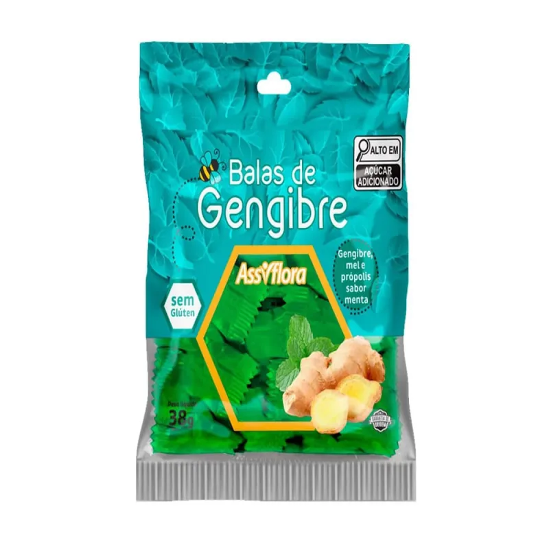 Bala De Gengibre Assiflora Sabor Menta Tradicional 38g - Não Informado - Mercearia