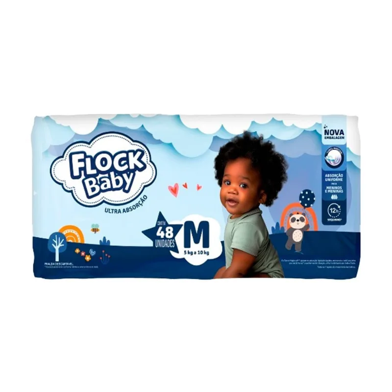Fralda Descartável Flock Baby Ultra Absorção M 48 Unidades