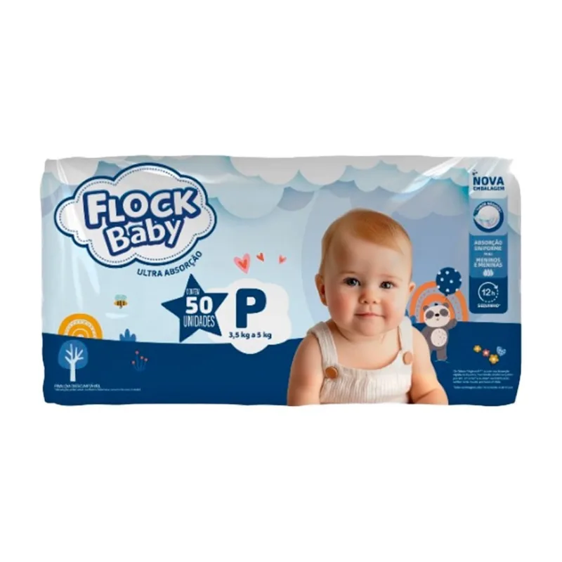 Fralda Descartável Flock Baby Ultra Absorção P 50 Unidades