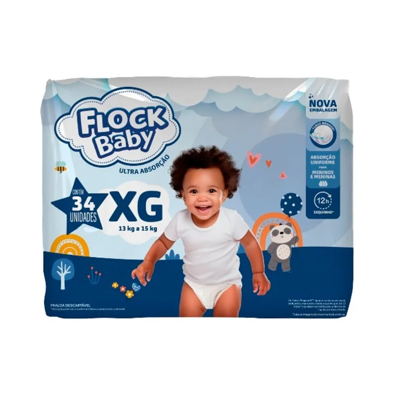 Fralda Descartável Flock Baby Ultra Absorção XG 34 Unidades