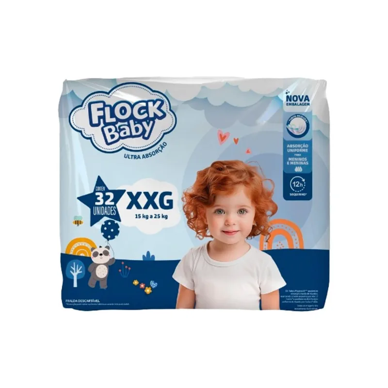 Fralda Descartável Flock Baby Ultra Absorção XXG 32 Unidades