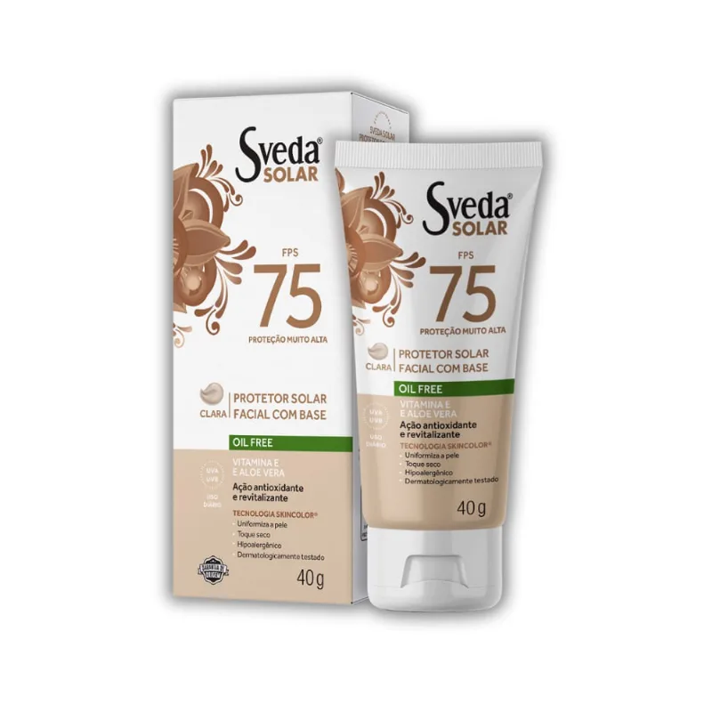 Protetor Solar Sveda Base Clara Fps75 40g - Sveda - Beleza E Perfumaria