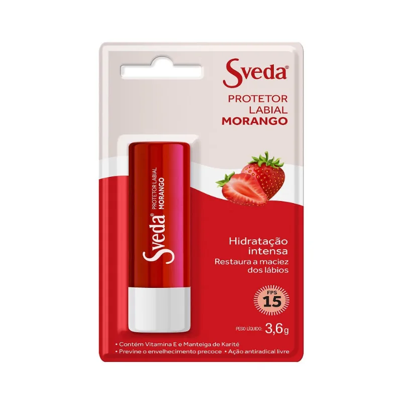Protetor Labial Sveda Morango FPS15 3,6g