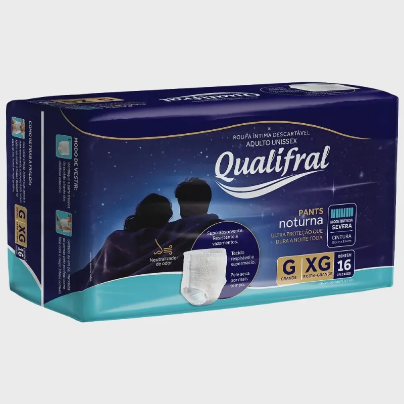 Roupa Íntima Descartável Qualifral Pants Noturna g/xg 16 Unidades