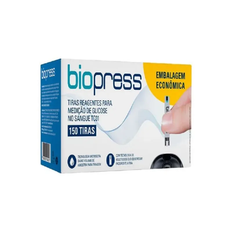Tiras Reagentes Para Medição De Glicose Biopress 150 Unidades