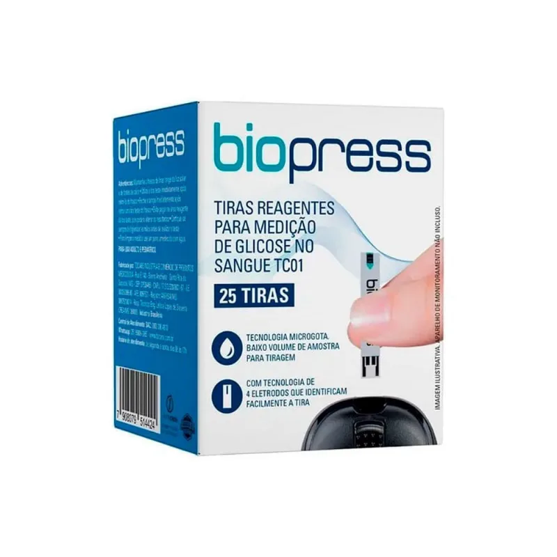 Tiras De Glicose Biopress 25 Unidades