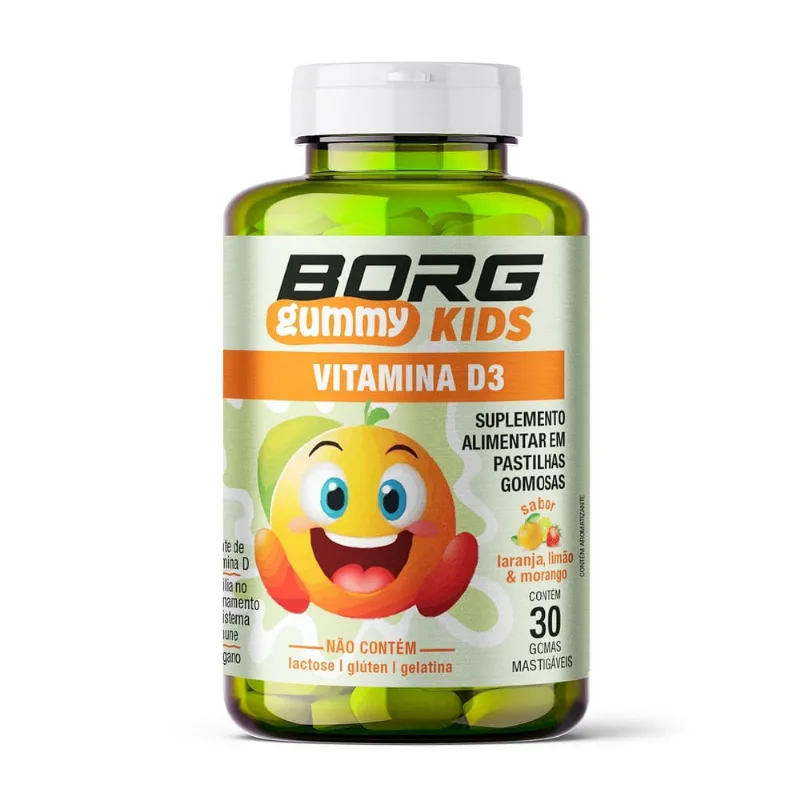 Borg Pastilhas Gummy Kids Vitamina D3 Sabor Laranja, Limão E Morango 30 Unidades