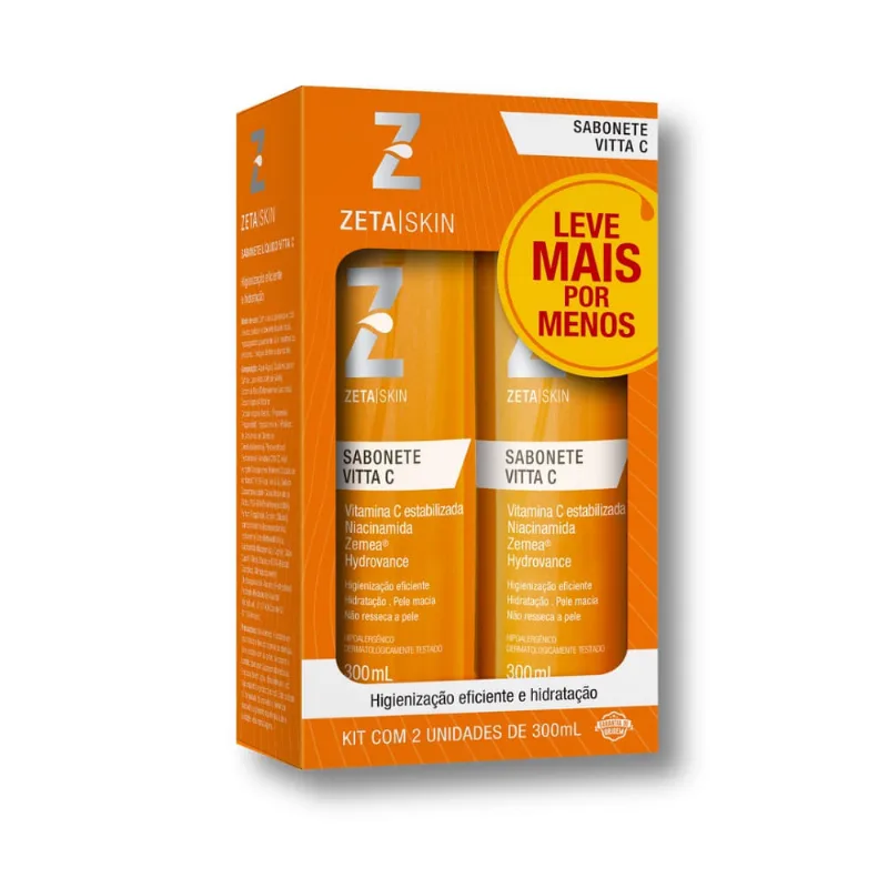 Kit Sabonete Líquido Facial Zeta Skin Vitta C 2 Unidades 300ml Cada