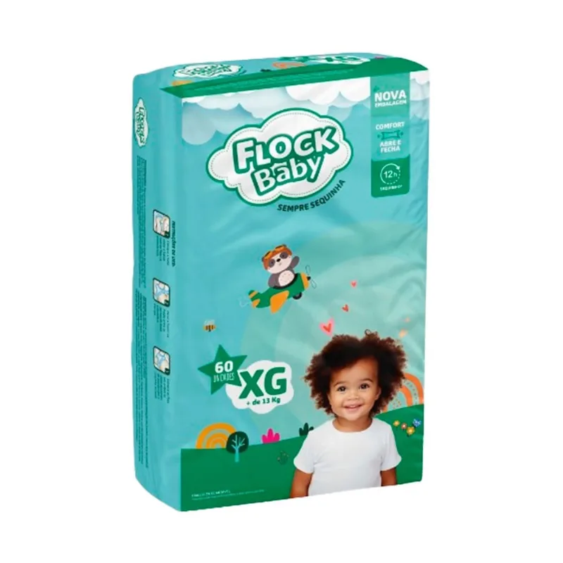 Fralda Descartável Flock Baby Sempre Sequinha Hiper XG 60 Unidades