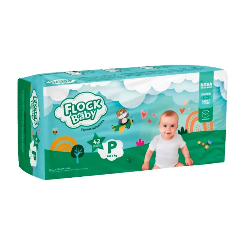 Fralda Descartável Flock Baby Sempre Sequinha Mega P 42 Unidades