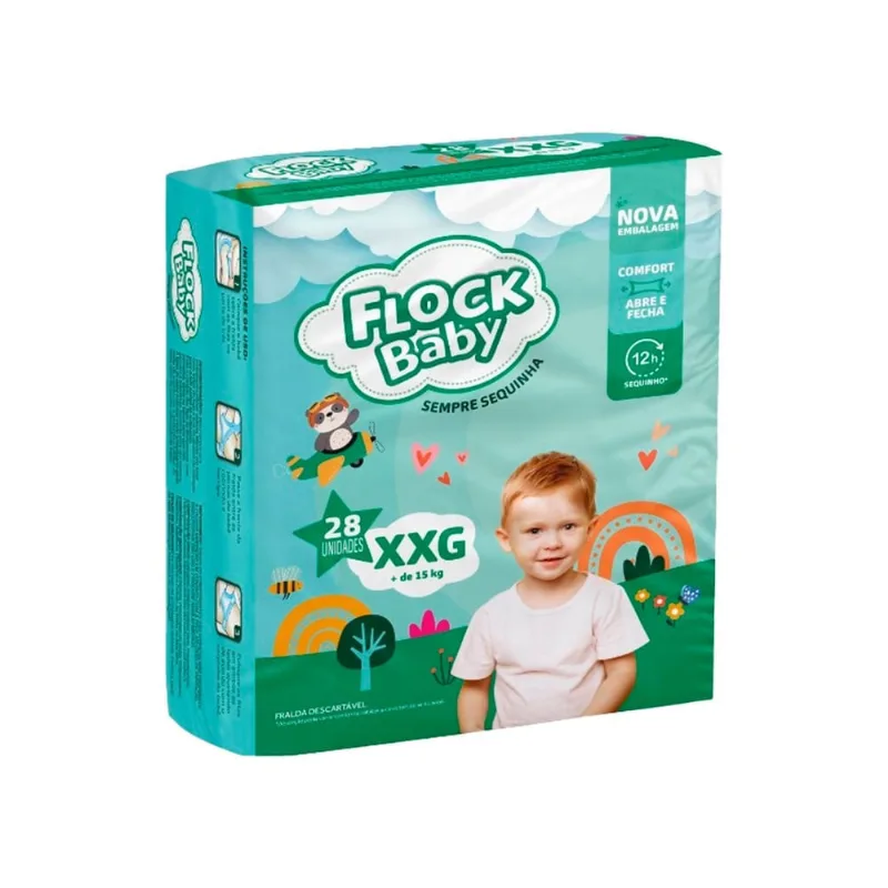 Fralda Descartável Flock Baby Sempre Sequinha Mega XXG 28 Unidades