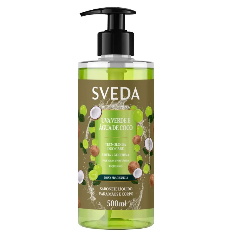 Sabonete Líquido Sveda Uva Verde e Água de Coco 500ml Sabonete líquido Sveda Uva Verde Agua de Côco 500ml