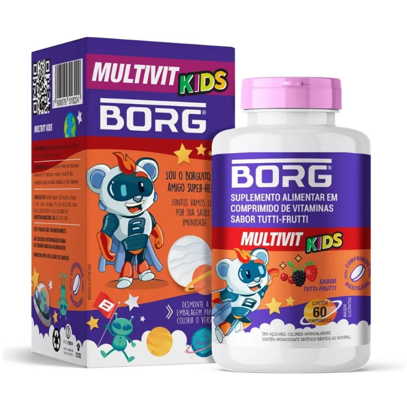 Borg Multivit Kids Tutti-Frutti 60 Comprimidos Mastigáveis
