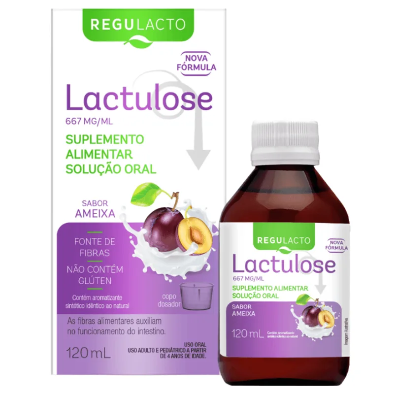 Suplemento Alimentar Regulacto Lactulose 667mg/ml Sabor Ameixa 120ml + Copo Dosador
