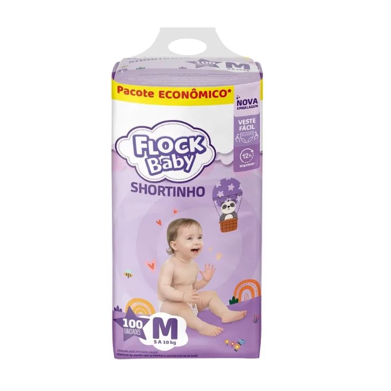 Fralda Descartável Flock Baby Shortinho Maxxi Bag M 100 Unidades