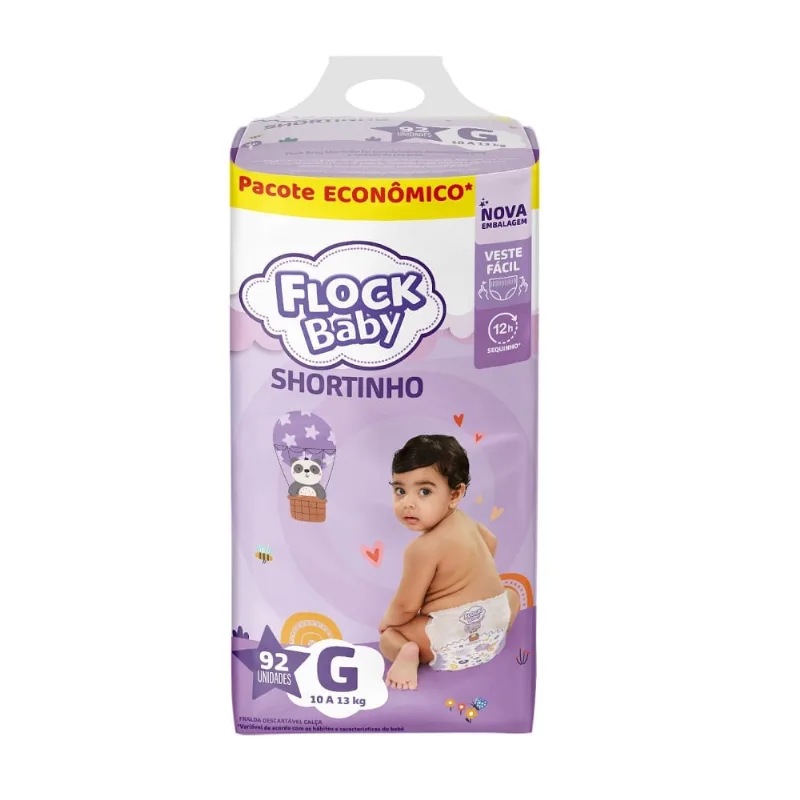 Fralda Descartável Flock Baby Shortinho Maxxi Bag G 92 Unidades