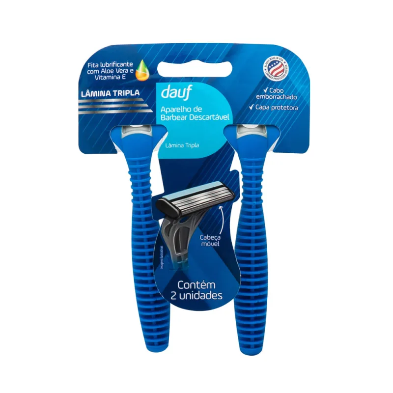 Aparelho de Barbear Dauf Descartavel 3 Laminas 2 Unidades - Dauf - Higiene Pessoal