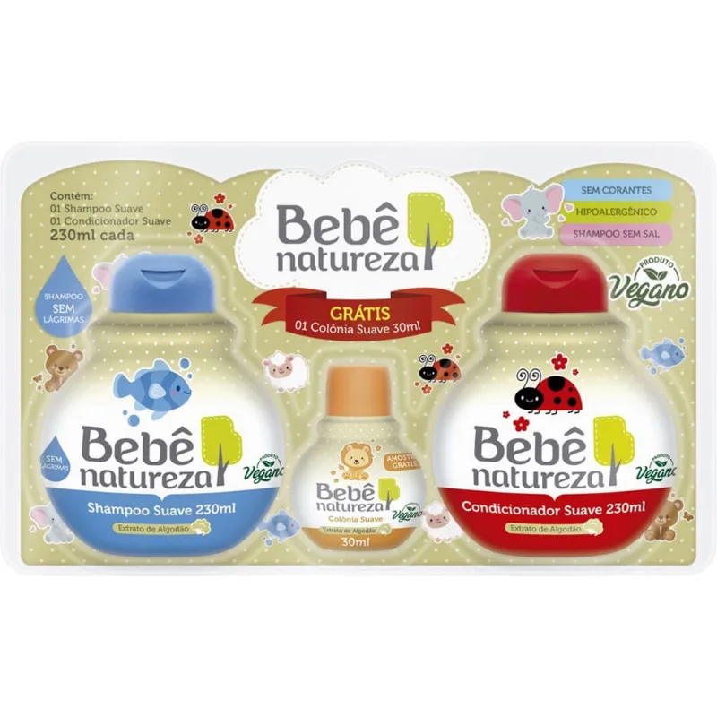 Kit Bebe Natureza Sh 230ml Suave + Cond + Colonia 30ml Suave