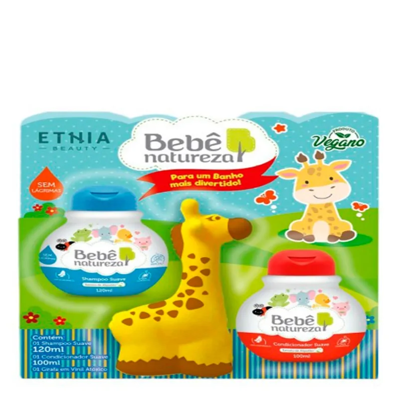 Kit Shampoo Bebê Natureza 120ml + Condicionador 100ml + 1Girafa em Vinil Atóxico