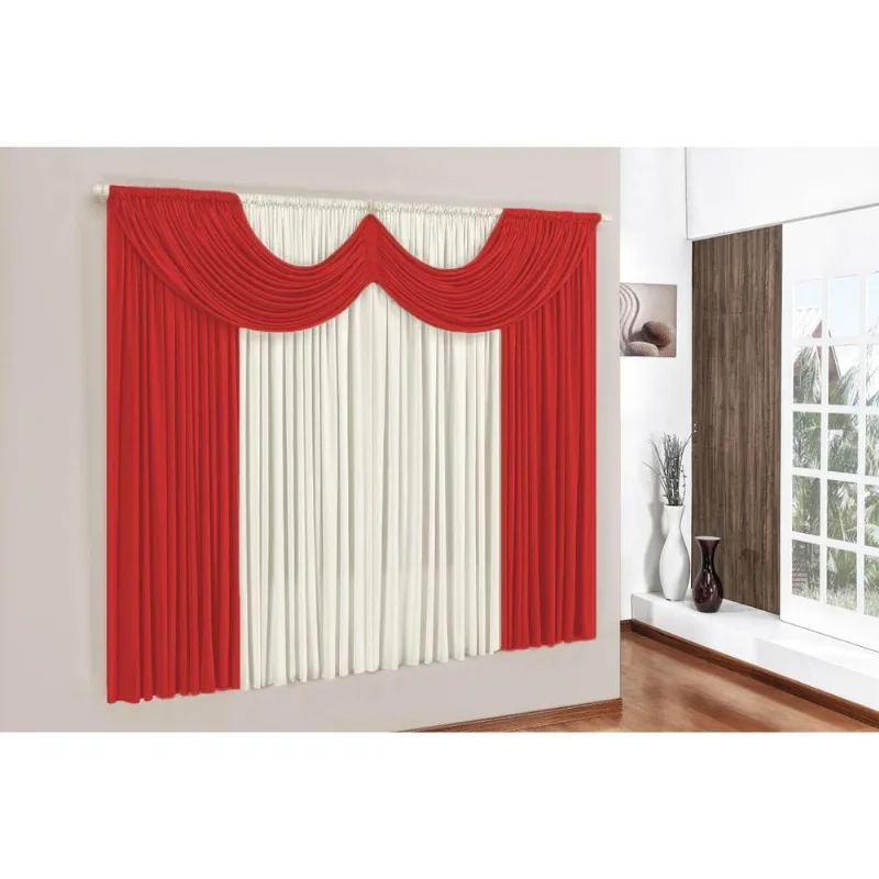 Cortina Para Sala E Quarto 2 M X 1,70 M Vermelho Paris