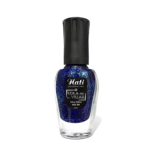 ESMALTE NATI COLA NA VILAR GLITTER AZUL REI 8ML - GLITTER