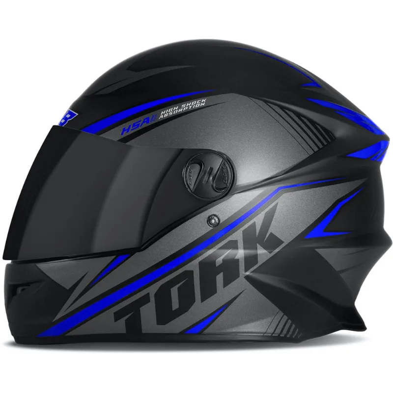 Capacete Moto R8 Pro Fosco Com Viseira Fumê Azul Tamanho 60 Pro Tork