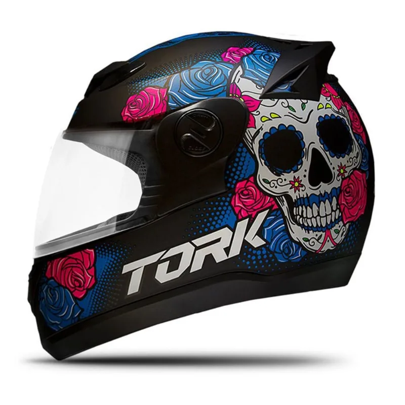 Capacete Evolution G7 Mexican Skull Brilhante Preto 56