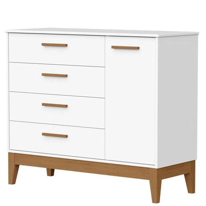 Cômoda Sapateira Infantil Flip 4 Gavetas em MDF com Puxadores MDF Branco - OUTRAS