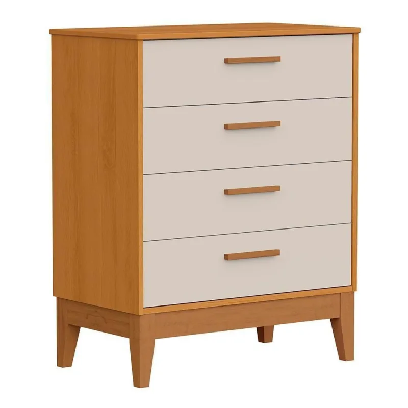 Cômoda Infantil Flip 4 Gavetas MDF Puxador em MDF Revestido Areia Fosco e Savana - OUTRAS - Agro