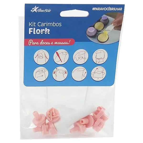 8Pçs Kit Carimbos Flork 1,5Cm Rosa Bluestar, Carimbo - Não Disponível - Papelaria