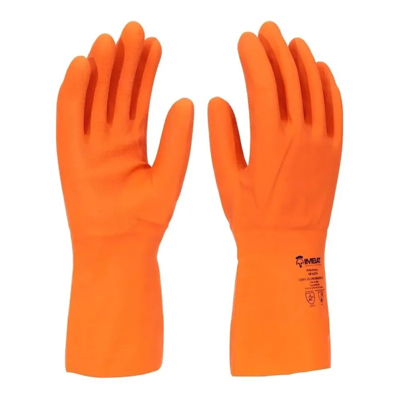 Luva Imbat Ultra Látex Forrada Reforçada Laranja Tamanho 7 - Embalagem com 1 Par - Não Disponível - Agro, Indústria E Comércio