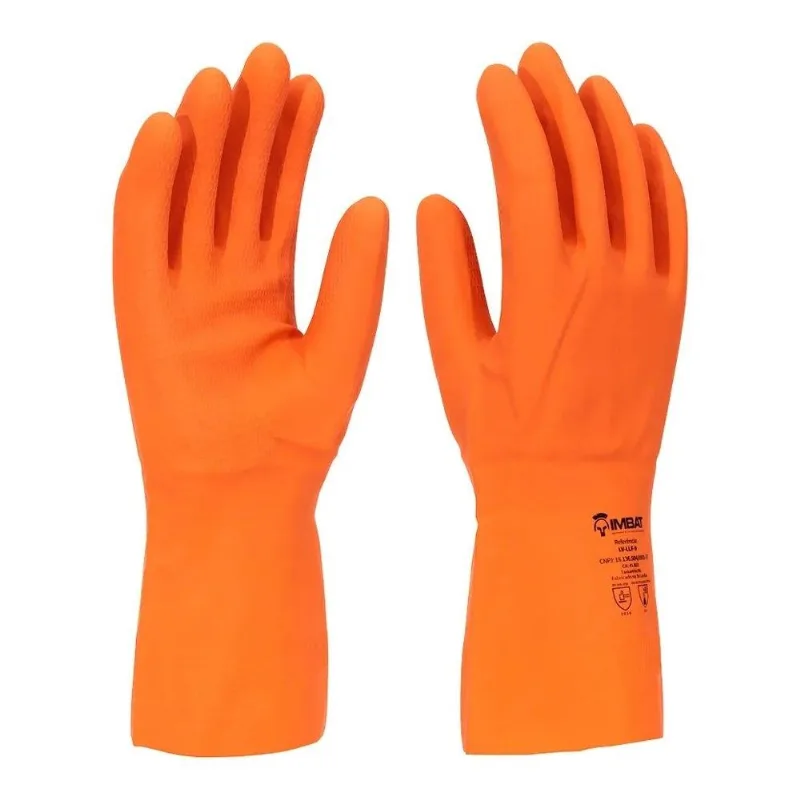 Luva Imbat Ultra Látex Forrada Reforçada Laranja Tamanho 8 - Embalagem Com 1 Par