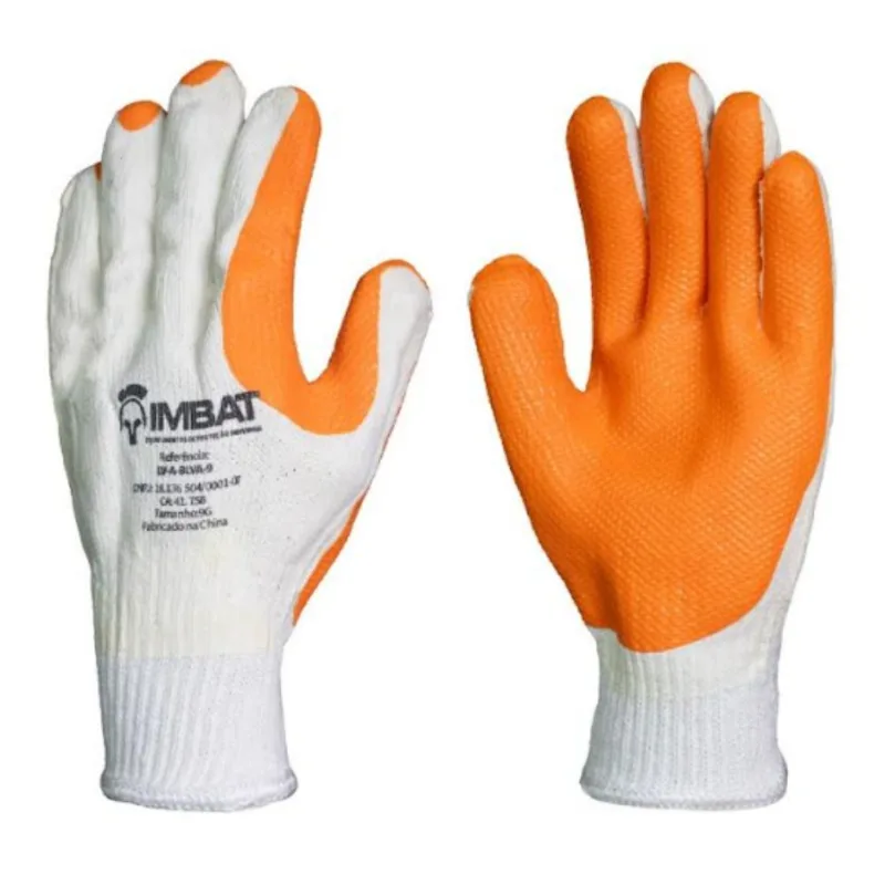 Luva Trico Borracha Laranja Imbat Luva Trico Borracha Laranja Tam G CA41736 Imbat