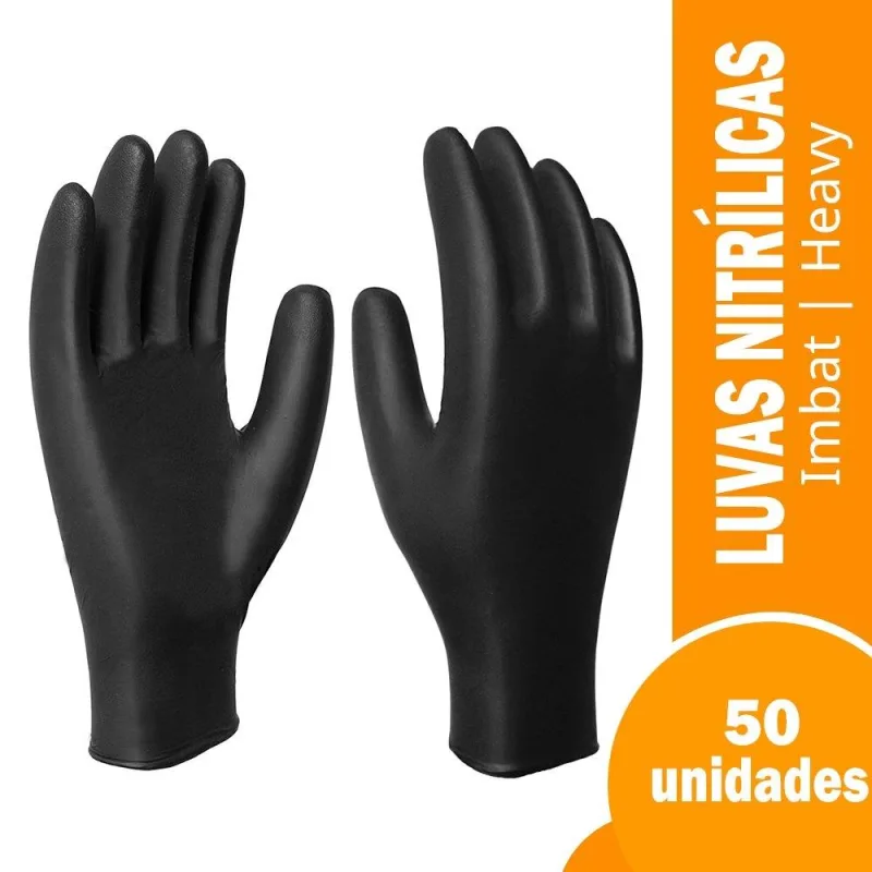 LUVA IMBAT PROCEDIMENTO NITRILICA PRETO HEAVY TAMANHO 7 PEQUENO 50X1 - Não Disponível - Agro, Indústria E Comércio