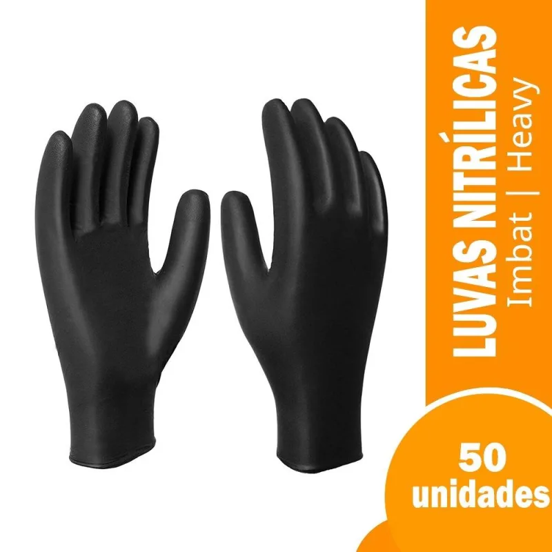 LUVA IMBAT PROCEDIMENTO NITRILICA PRETO HEAVY TAMANHO 8 MEDIO 50X1 - Não Disponível - Agro, Indústria E Comércio