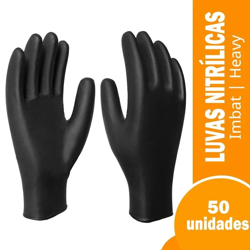 LUVA IMBAT PROCEDIMENTO NITRILICA PRETA HEAVY TAMANHO 9 GRANDE 50X1 - Não Disponível - Agro, Indústria E Comércio