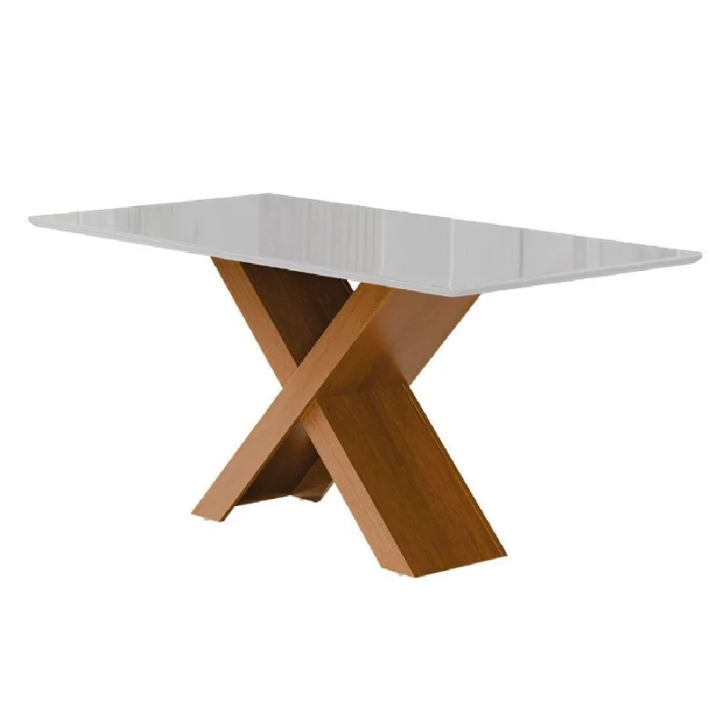 Mesa Sala De Jantar Tampo Com Vidro 1,80m Grécia Madeirado/off White Dobuê - Dobuê Movelaria - Cama, Mesa E Banho