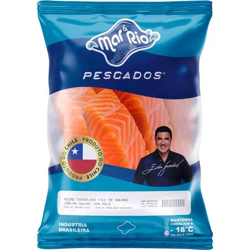 Peixe Filé de Salmão Mar & Rio Congelado Com Pele 800g