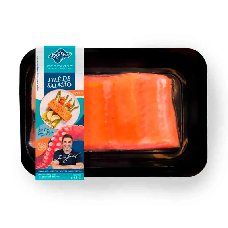 Filé de Peixe Salmão Mar & Rio c/ Pele Pedaco Congelado 300g