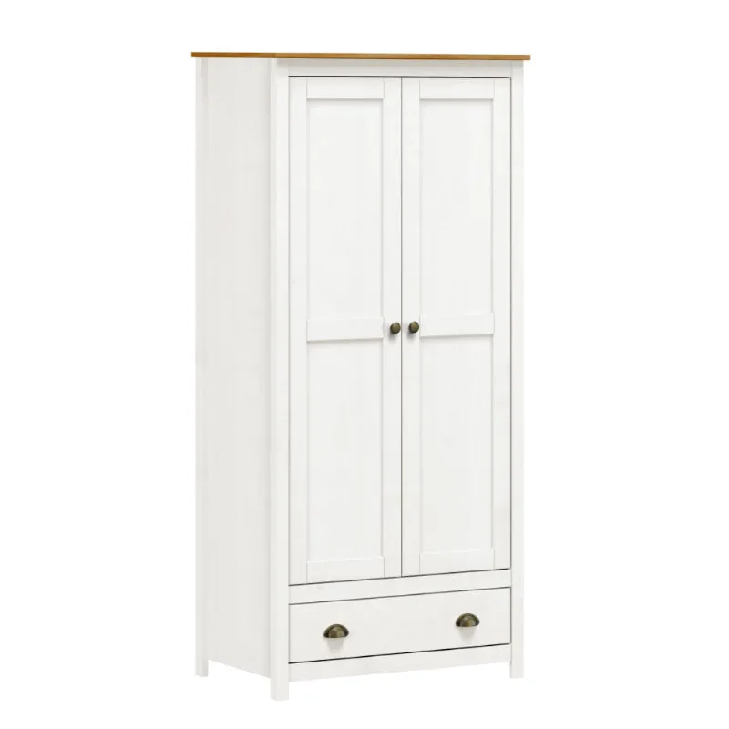 Guarda Roupa com 2 Portas e 1 Gaveta - Branco/Carvalho