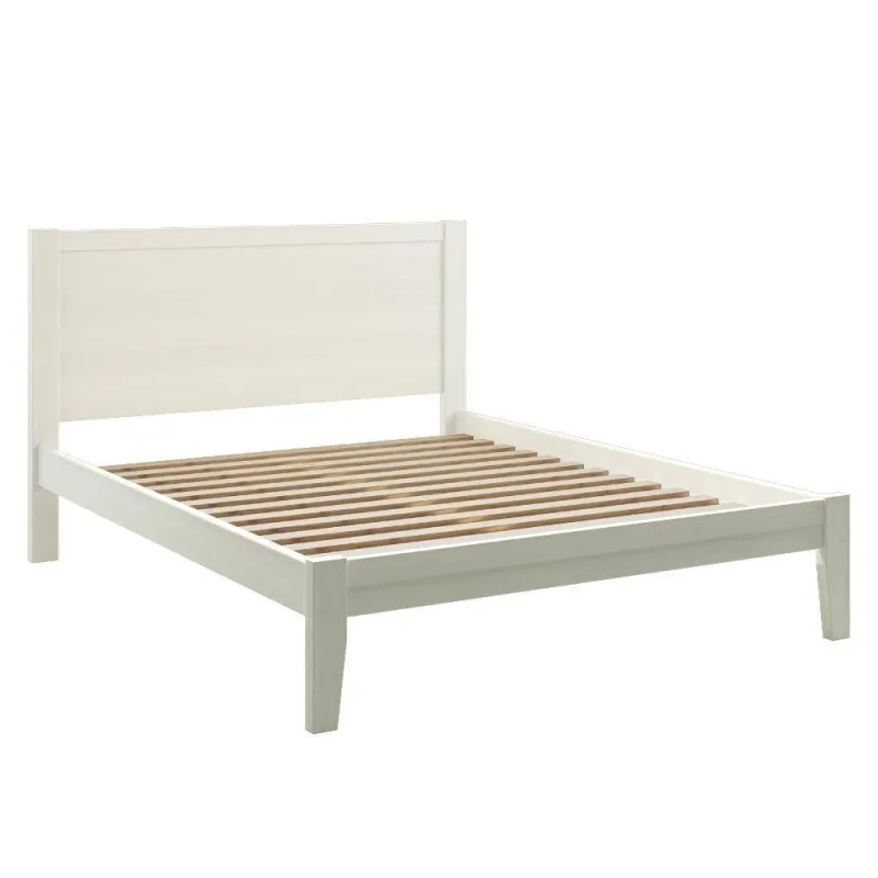 Cama Queen 2809 em Madeira Maciça Taeda Branco Milani Movelaria - OUTRAS - Móveis