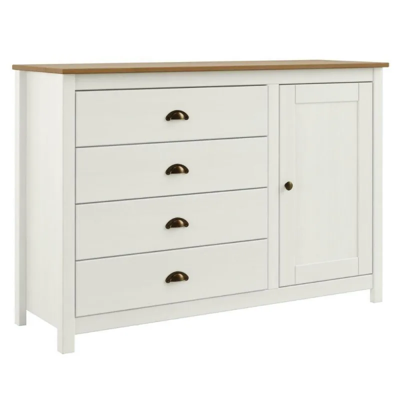 Cômoda 9149 4 Gavetas Madeira Maciça Taeda Branco Freijo Milani Movelaria - OUTRAS - Bebês